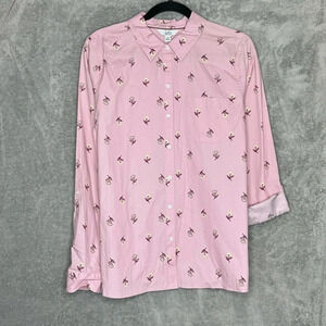 Croft & Barrow XL Shirt Top Purple Floral Button Up Tab Long Sleeve Collared